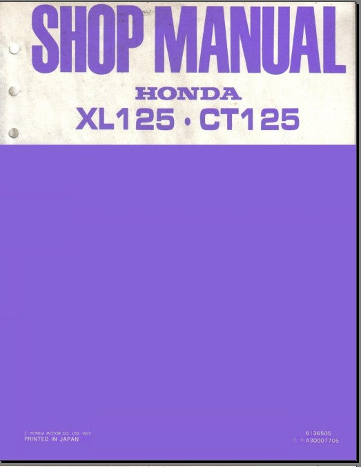 Manuel d'atelier Honda 125 XL 1976 { {{ Docautomoto }}