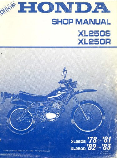 Manuel d'atelier Honda 250 XLS XLR { {{ Docautomoto }}