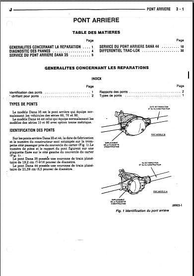 Manuel d'atelier Jeep Wrangler YJ 1997 en français { {{ Docautomoto }}